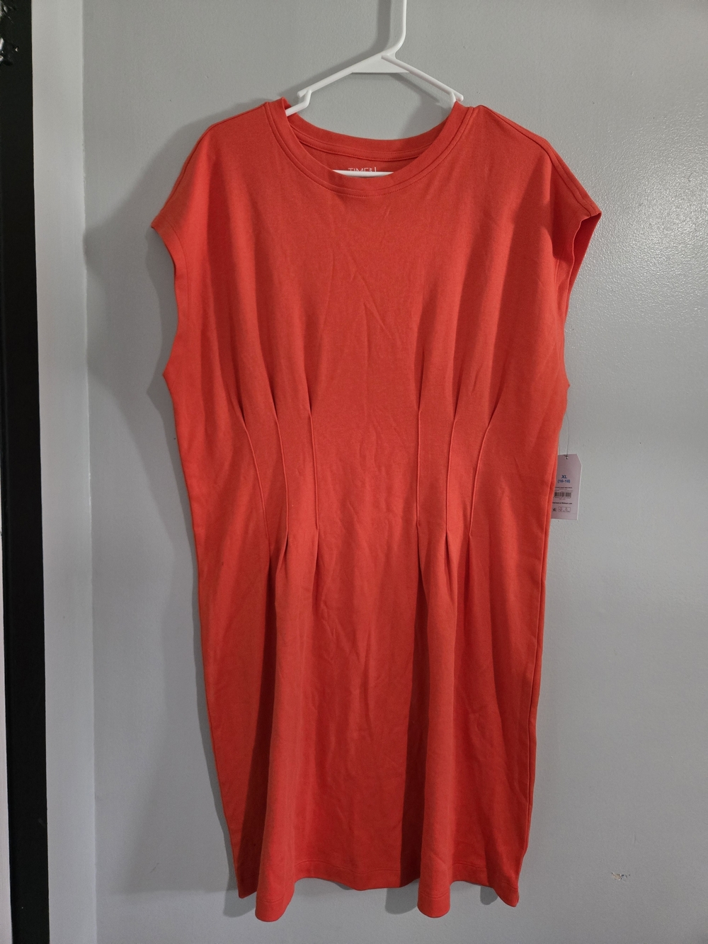 Time and Tru Bright Coral Cap-Sleeve Sheath Dress